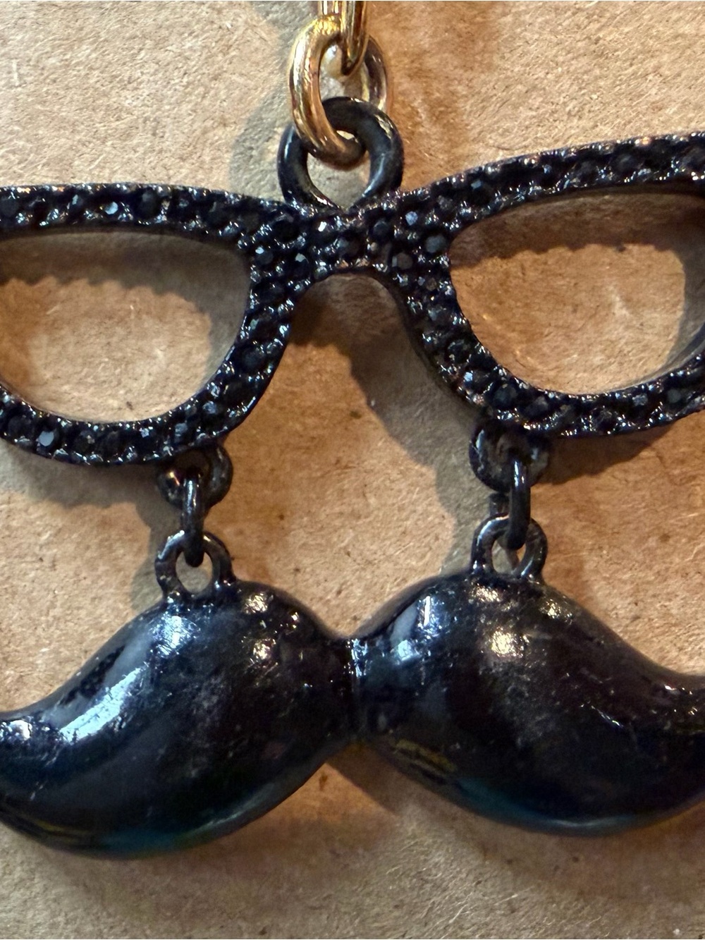 Kate Spade Black Glasses & Moustache Keychain